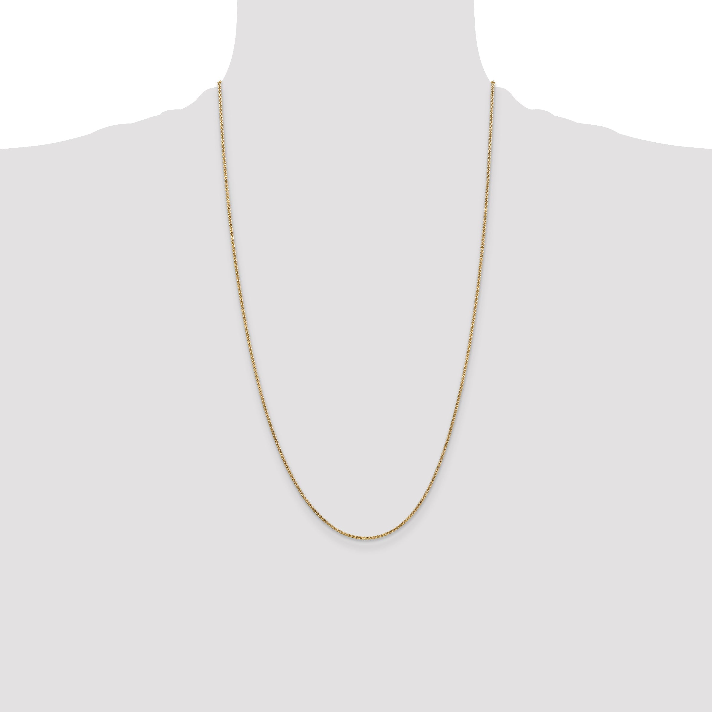 14K Yellow Gold 26 Inch 1.4mm Round Open Link Cable With Lobster Clasp Chain Necklace