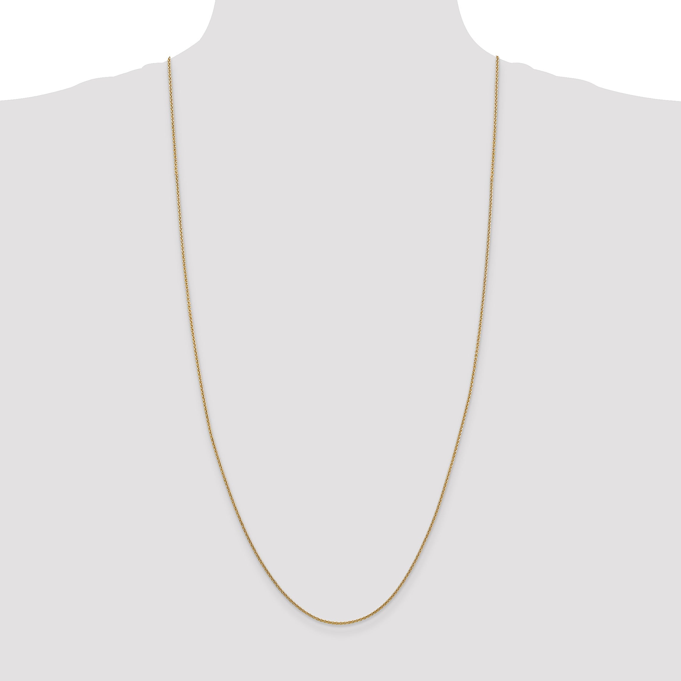 14K Yellow Gold 30 Inch 1.4mm Round Open Link Cable With Lobster Clasp Chain Necklace