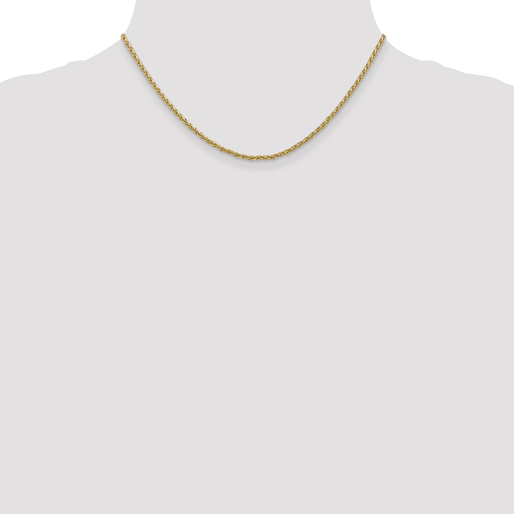 14K Yellow Gold 16 Inch 2.25mm Parisian Wheat With Lobster Clasp Chain Necklace