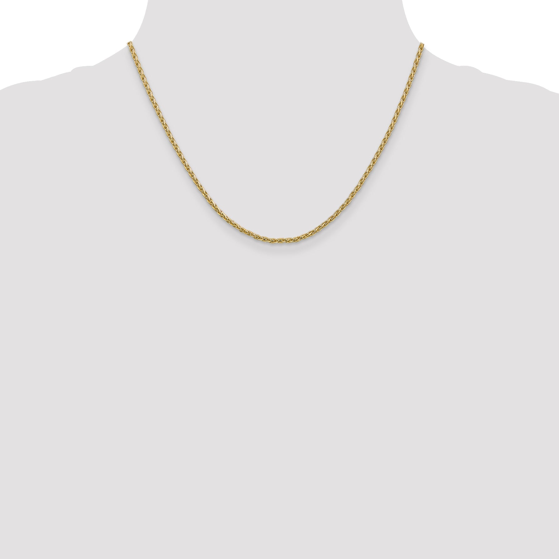 14K Yellow Gold 18 Inch 2.25mm Parisian Wheat With Lobster Clasp Chain Necklace