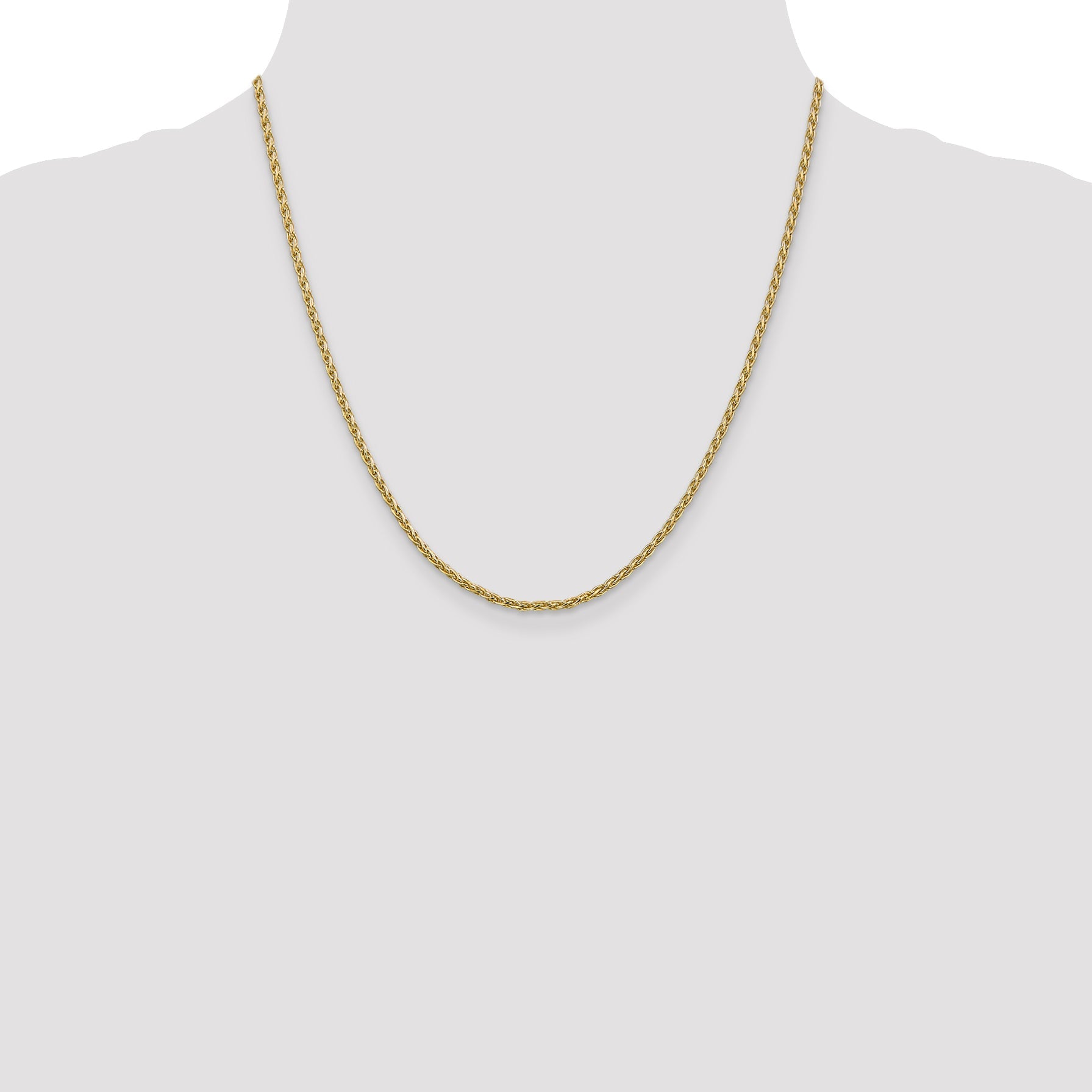 14K Yellow Gold 20 Inch 2.25mm Parisian Wheat With Lobster Clasp Chain Necklace