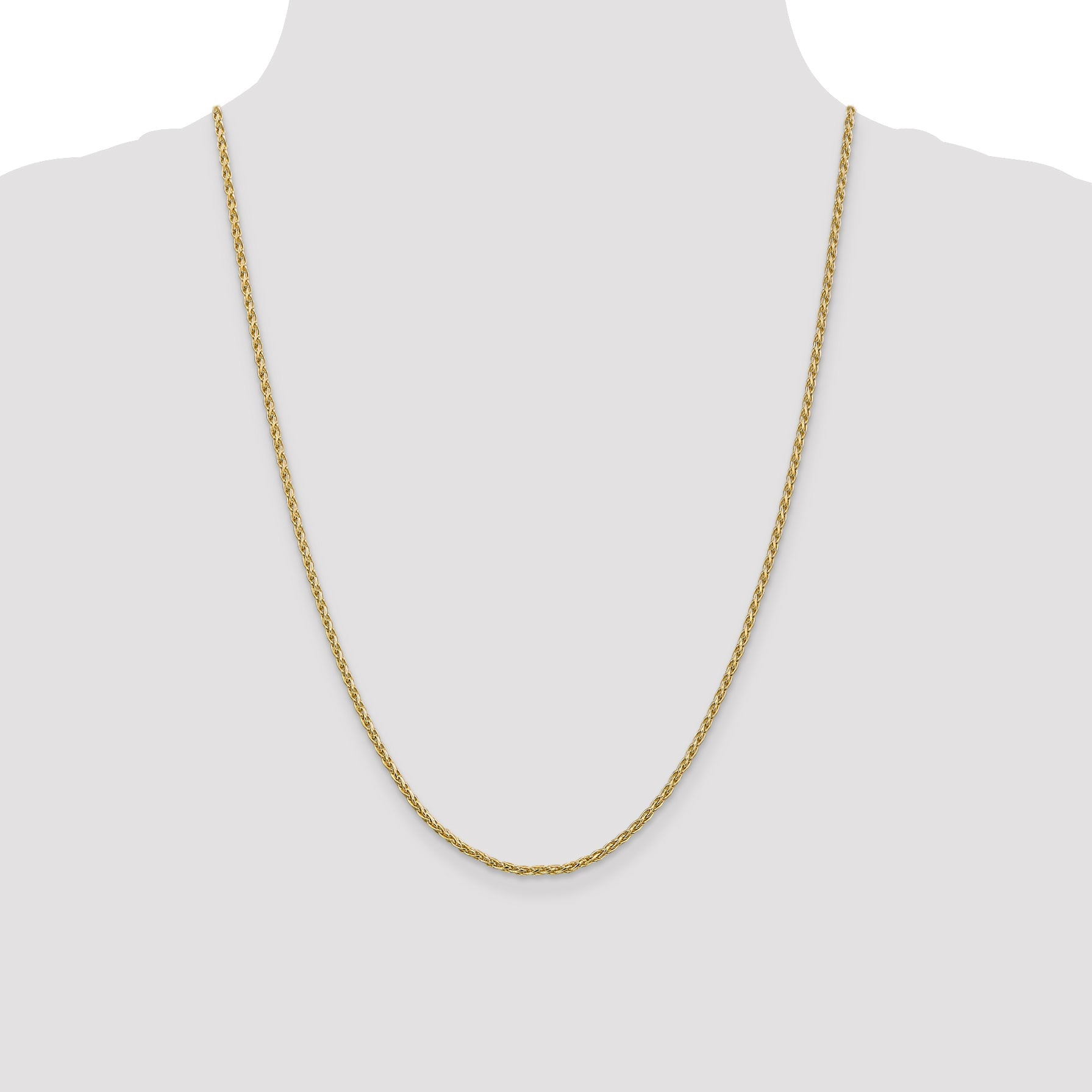 14K Yellow Gold 24 Inch 2.25mm Parisian Wheat With Lobster Clasp Chain Necklace