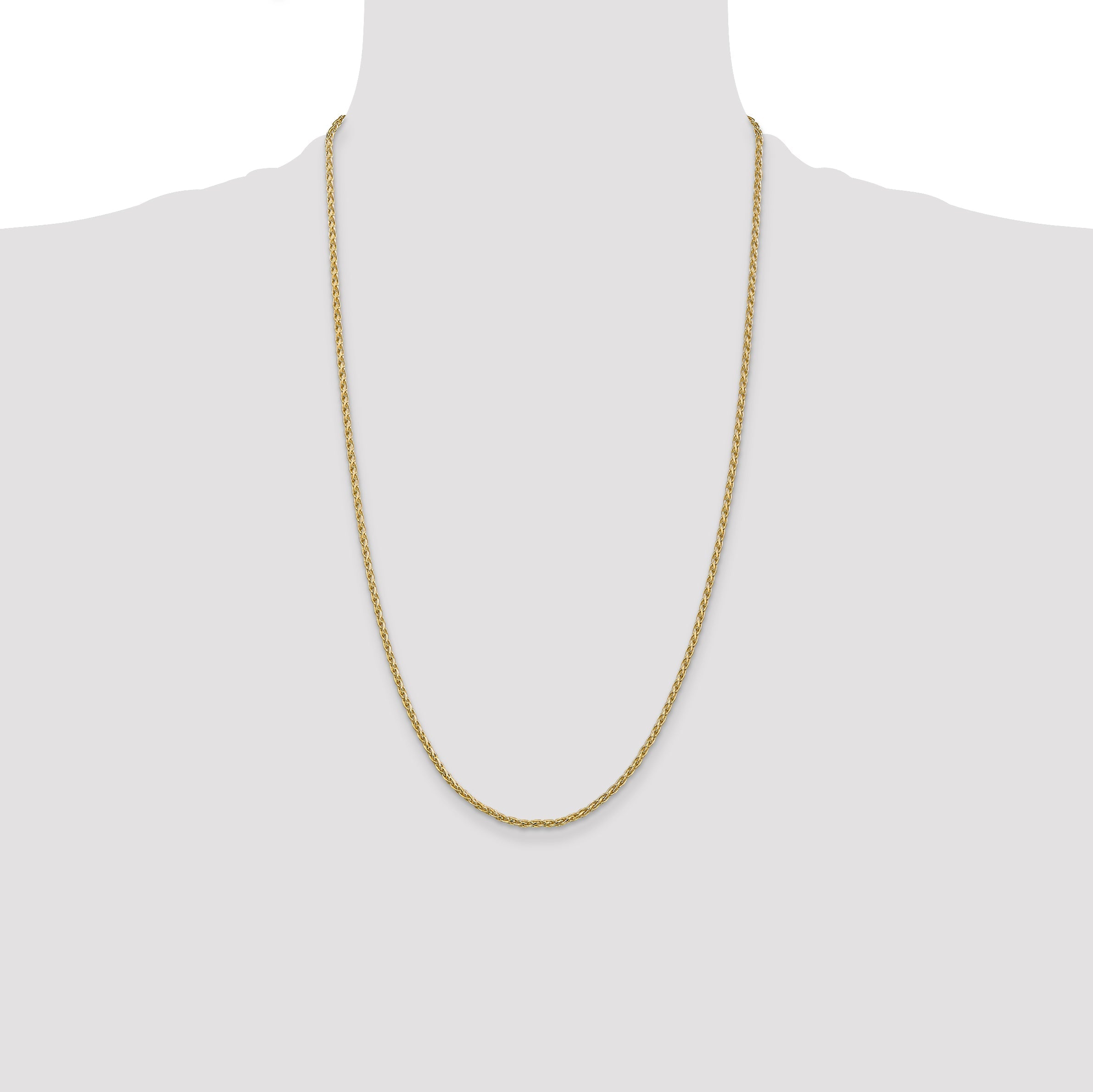 14K Yellow Gold 26 Inch 2.25mm Parisian Wheat With Lobster Clasp Chain Necklace