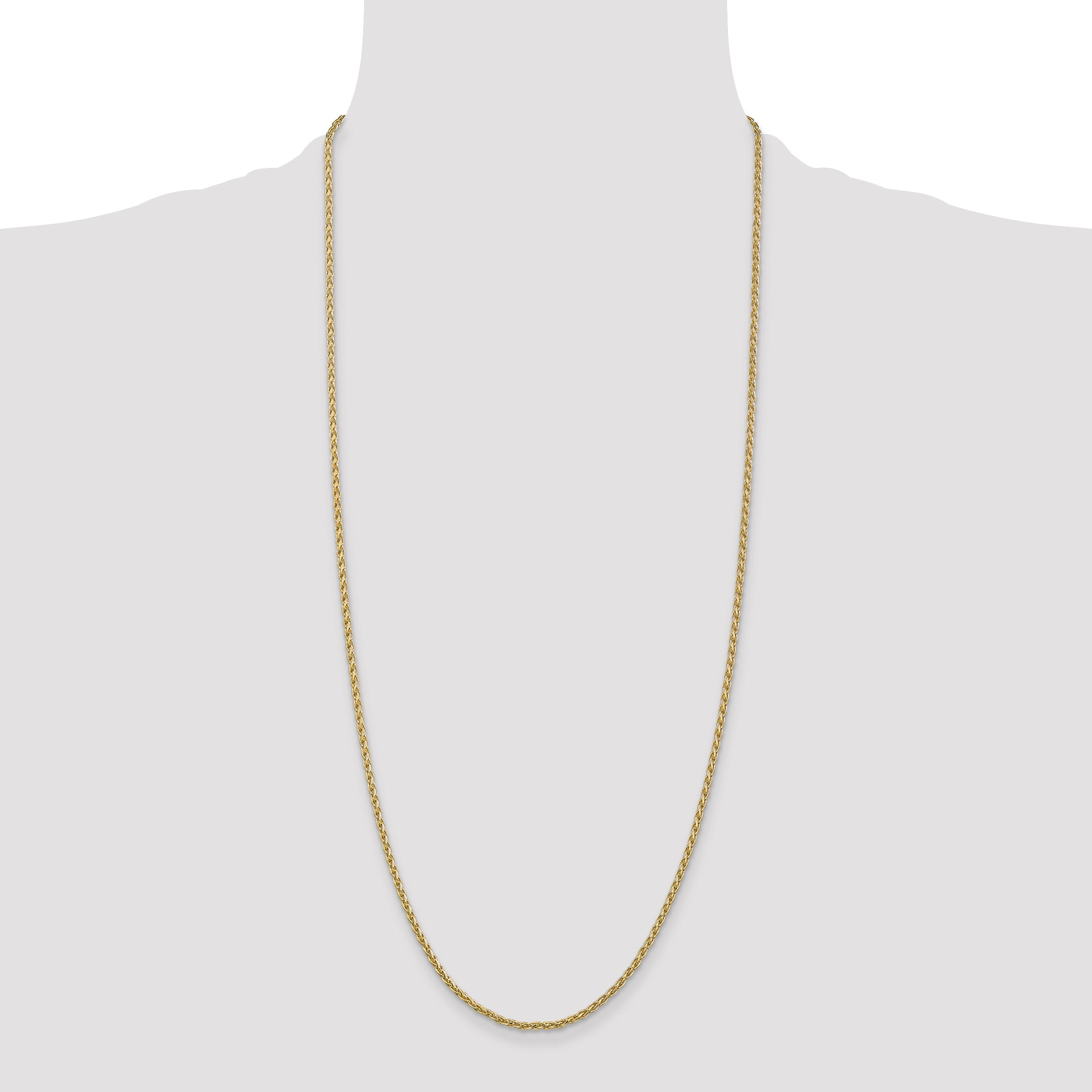 14K Yellow Gold 30 Inch 2.25mm Parisian Wheat With Lobster Clasp Chain Necklace
