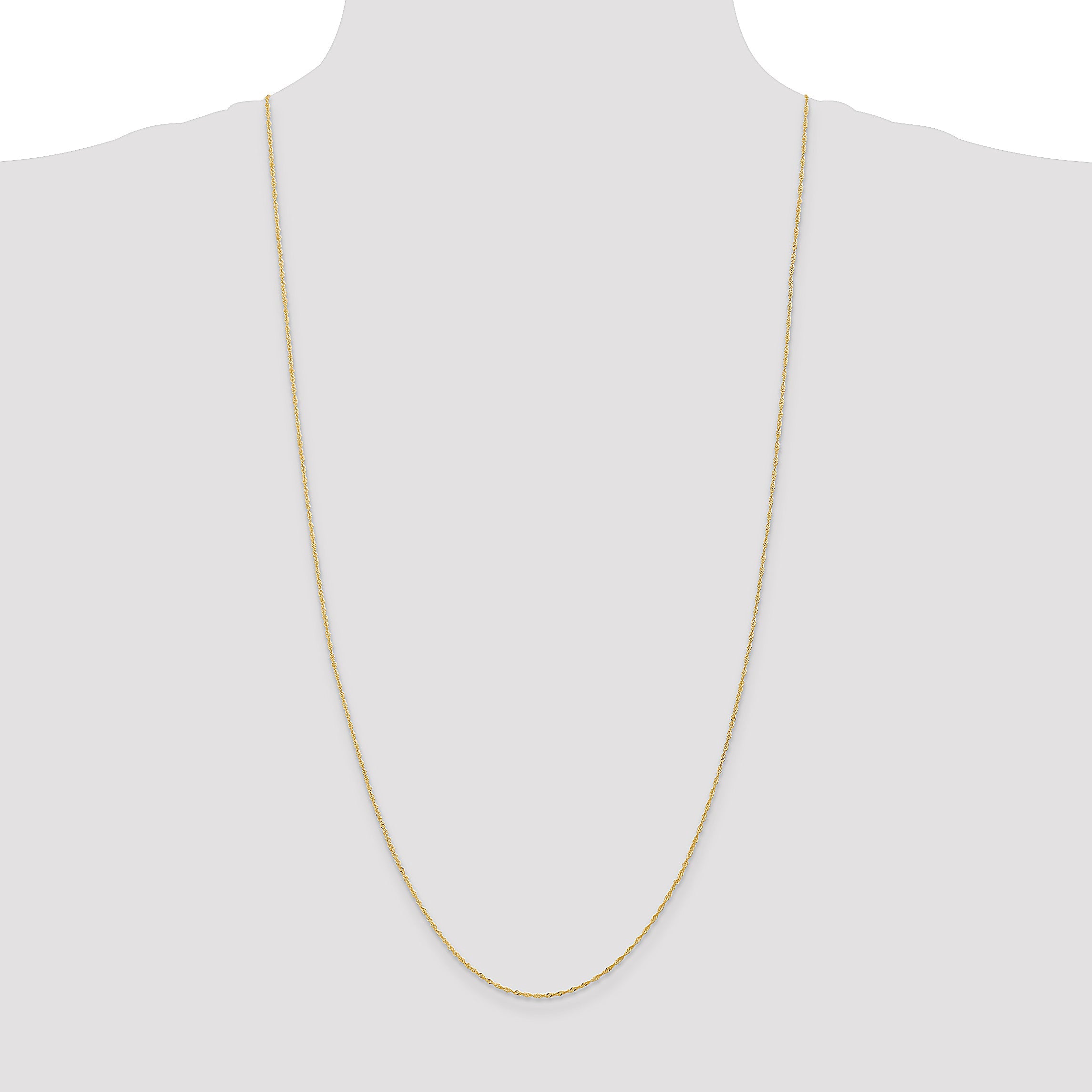 14K Yellow Gold 30 Inch 1.10mm Singapore With Spring Ring Clasp Chain Necklace
