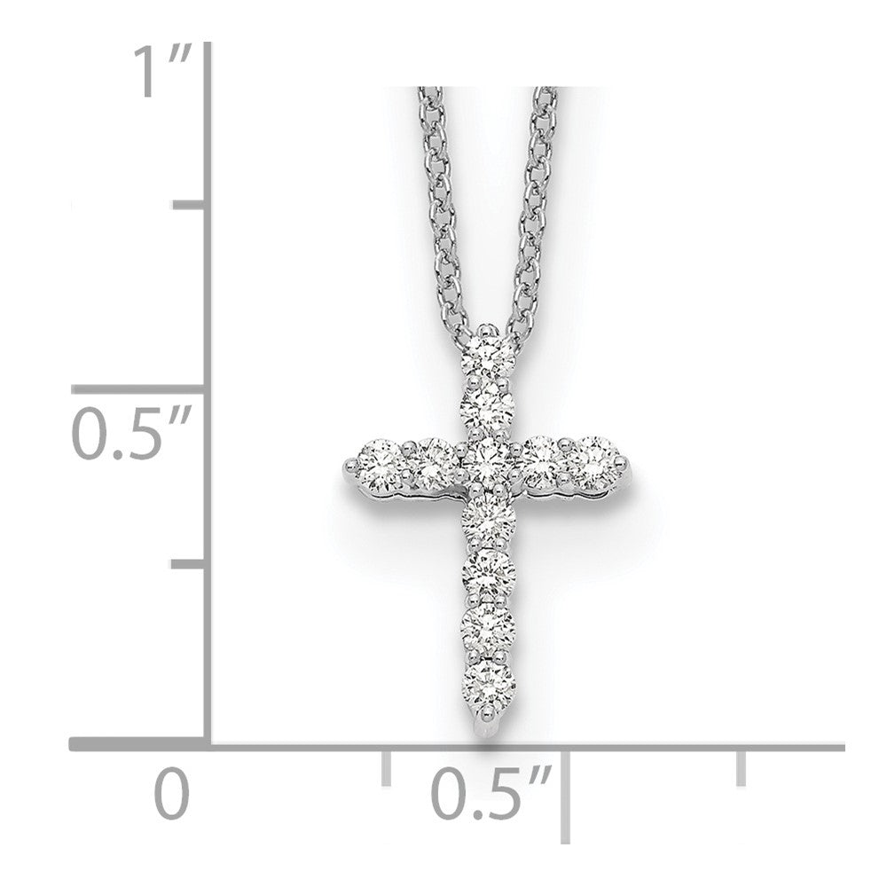 14k White Gold Real Diamond Cross 18 inch Necklace