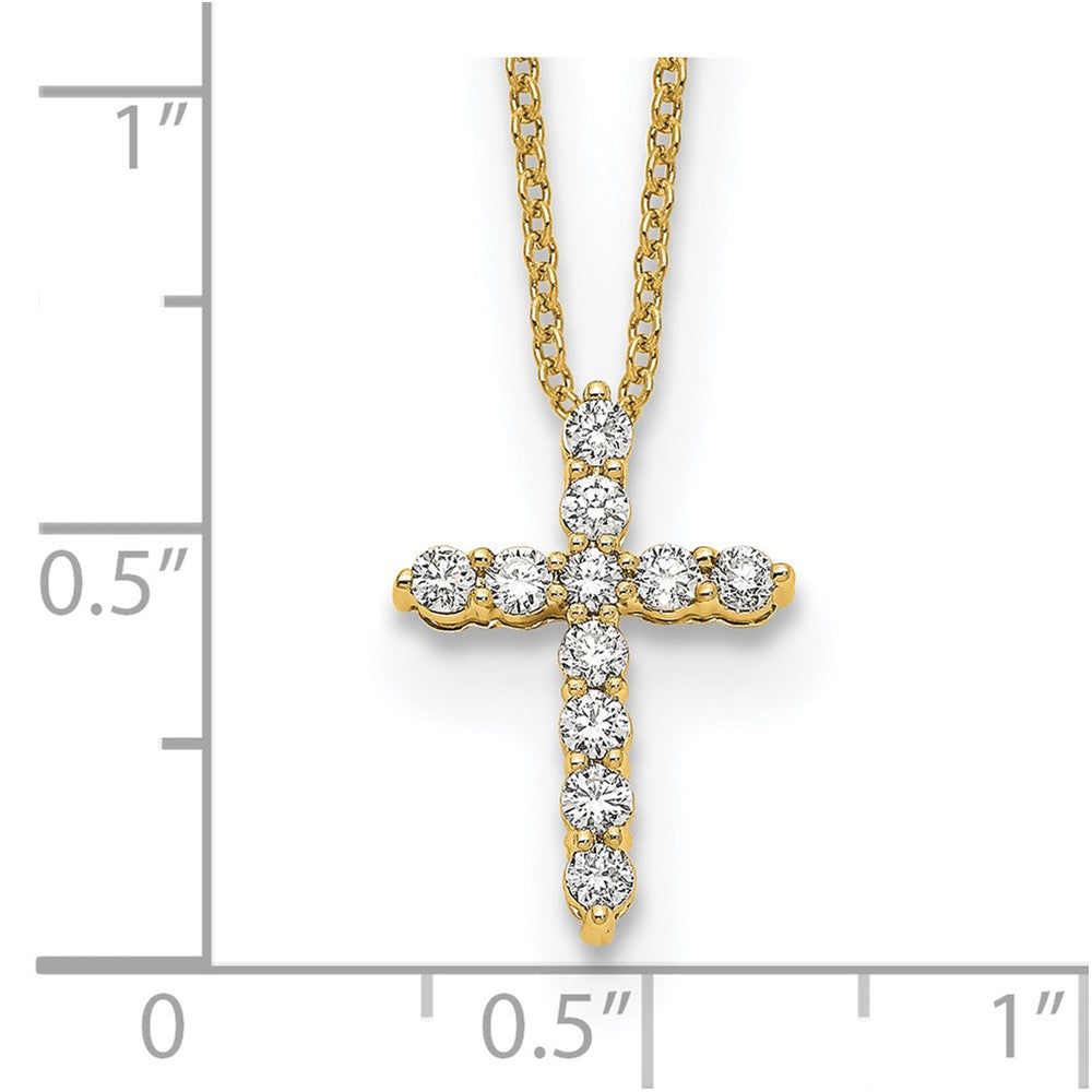 14K Yellow Gold True Origin 1/3 Carat Lab Grown Diamond Vs Def 18 Inch Cross Pendant Necklace
