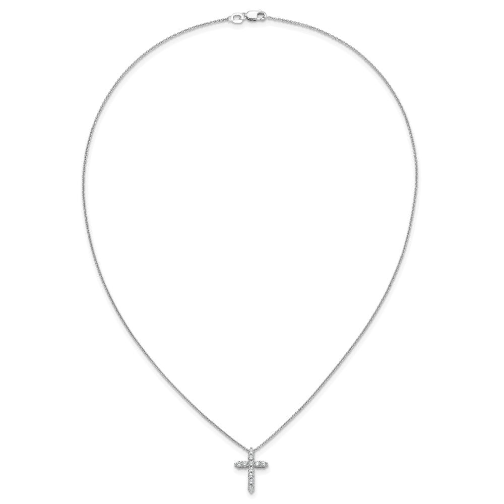 10K White Gold Diamond Cross 18 Inch Necklace