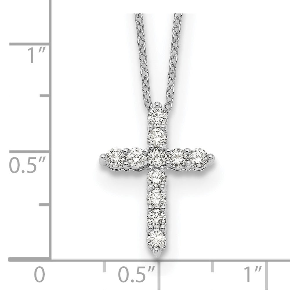 14k White Gold Real Diamond Cross 18 inch Necklace