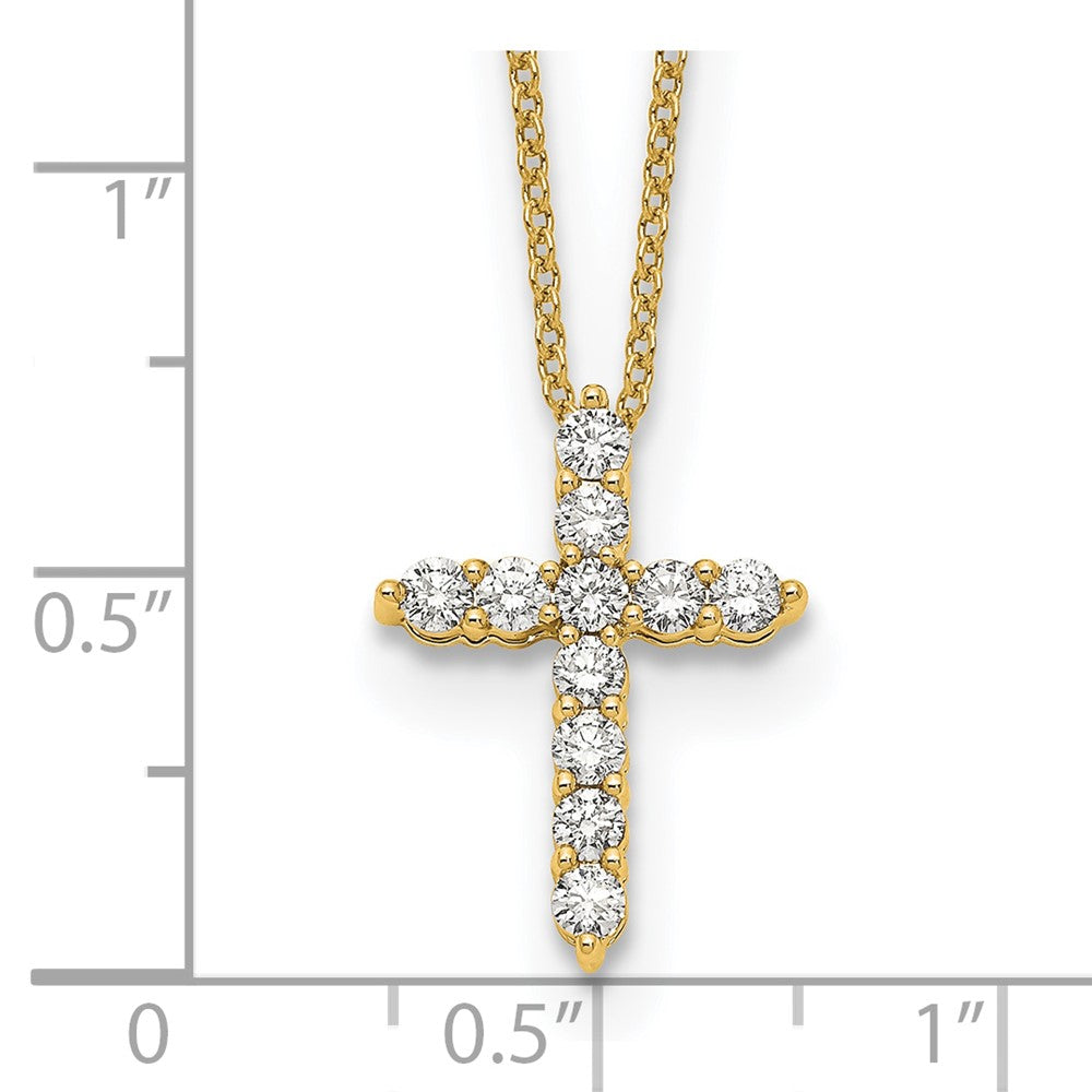 14k Yellow Gold 1/2 Ct. Lab Grown Diamond VS/SI+ G+ 18 inch Cross Pendant Necklace