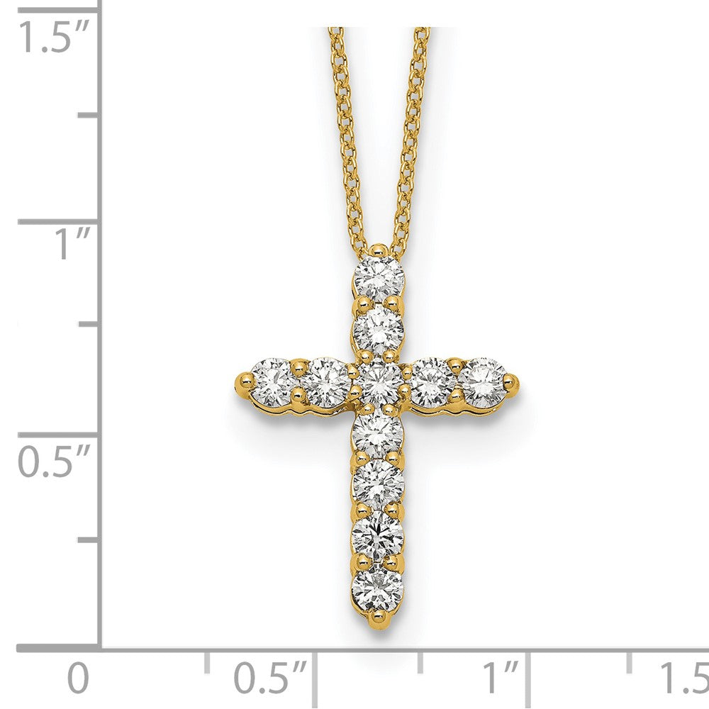 14K Yellow Gold True Origin 1 Carat Lab Grown Diamond Vs Def 18 Inch Cross Pendant Necklace