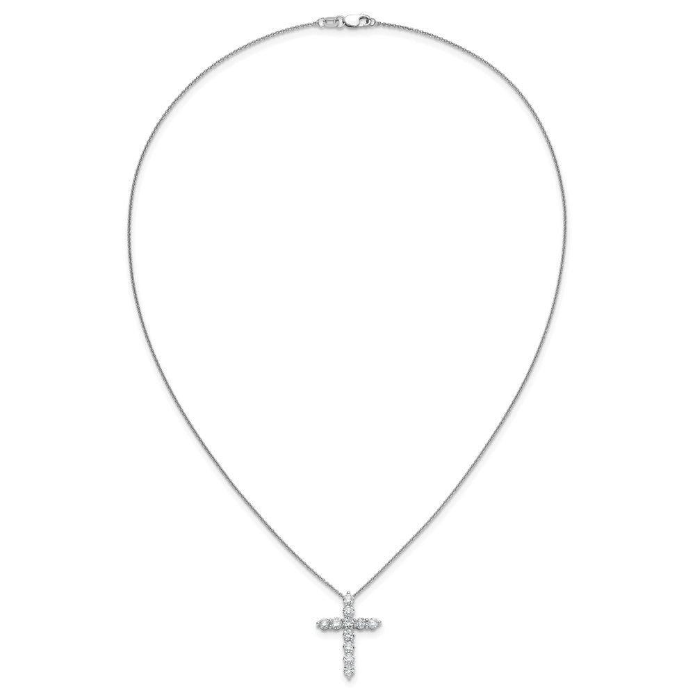 14k White Gold Real Diamond Cross 18 inch Necklace