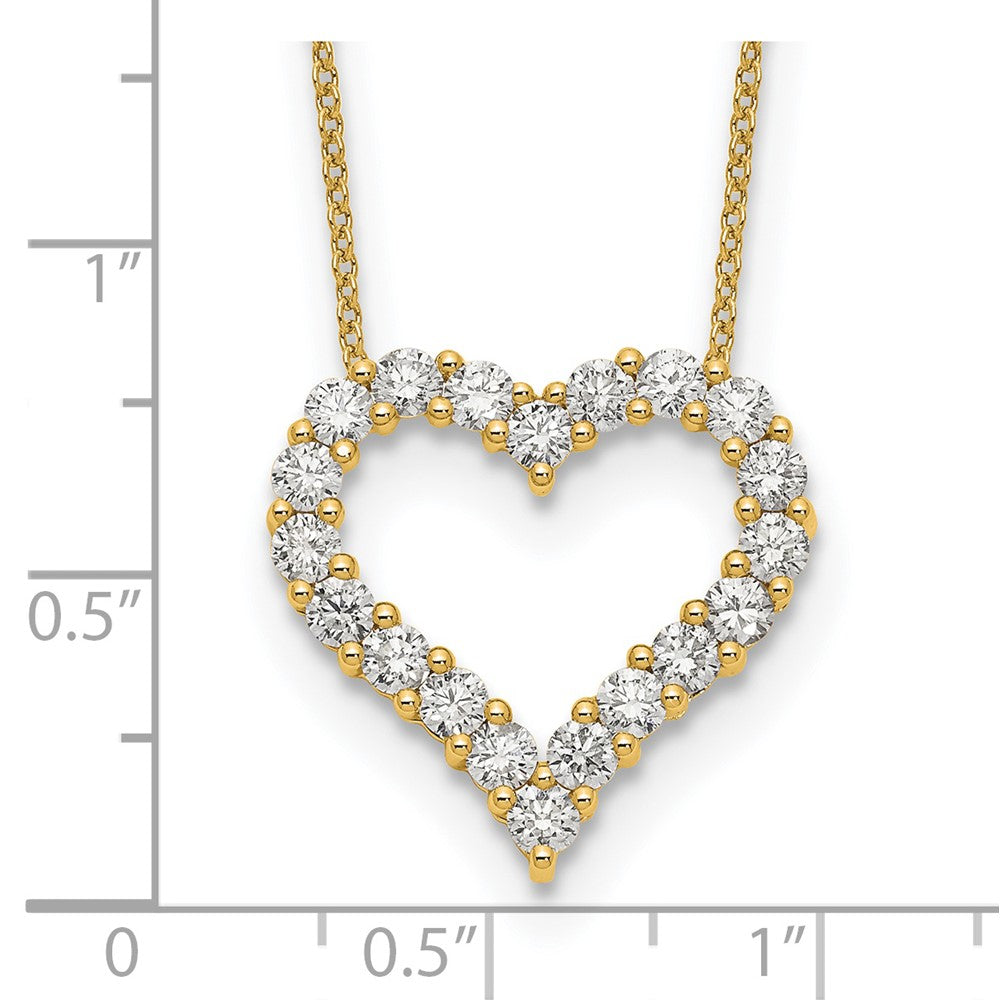 14K Yellow Gold True Origin 1 1/2 Carat Lab Grown Diamond Vs Def 18 Inch Open Heart Pendant Necklace
