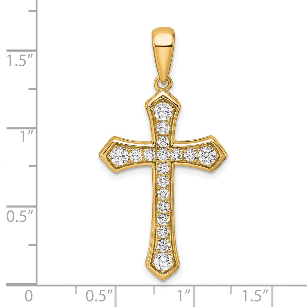 14K Yellow Gold True Origin 3/4 Carat Lab Grown Diamond Vs D E F Cross Pendant