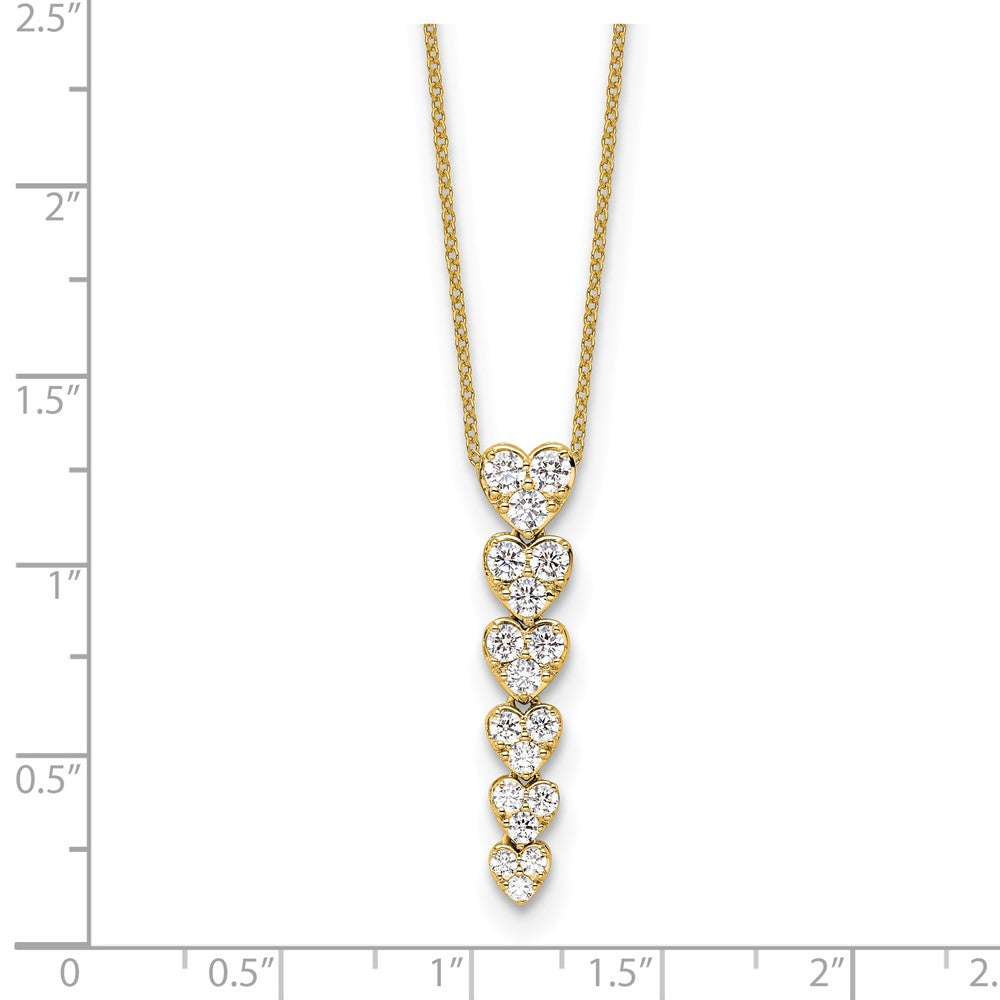 14K Yellow Gold True Origin 1 Carat Lab Grown Diamond Vs Def 18 Inch Hearts Pendant Necklace