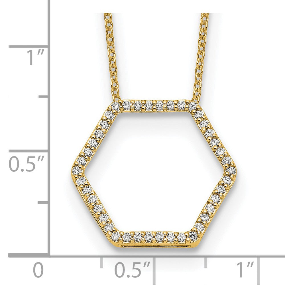 14K Yellow Gold True Origin 1/4 Carat Lab Grown Diamond Vs Def 18 Inch Hexagon Necklace