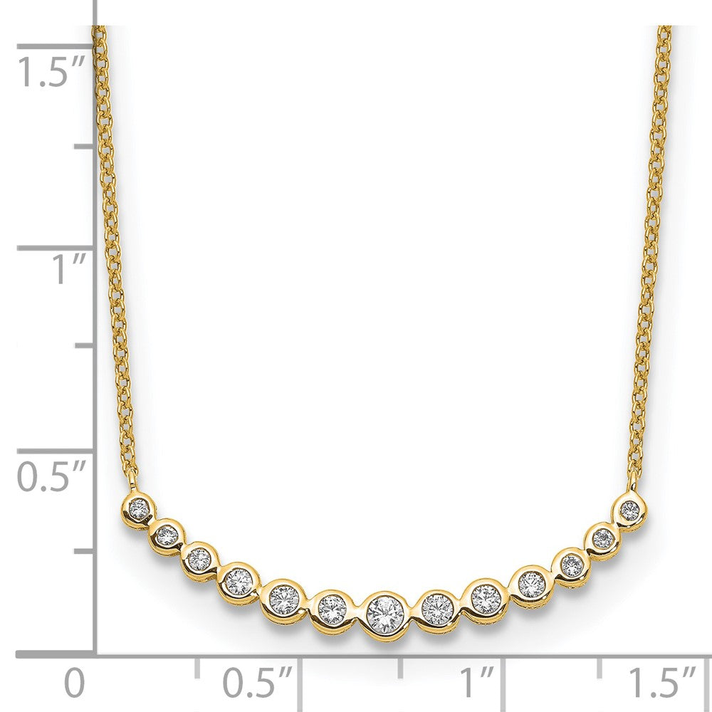 14K Yellow Gold True Origin 1/4 Carat Lab Grown Diamond Vs D E F 18 Inch Graduated Curved Bar Necklace