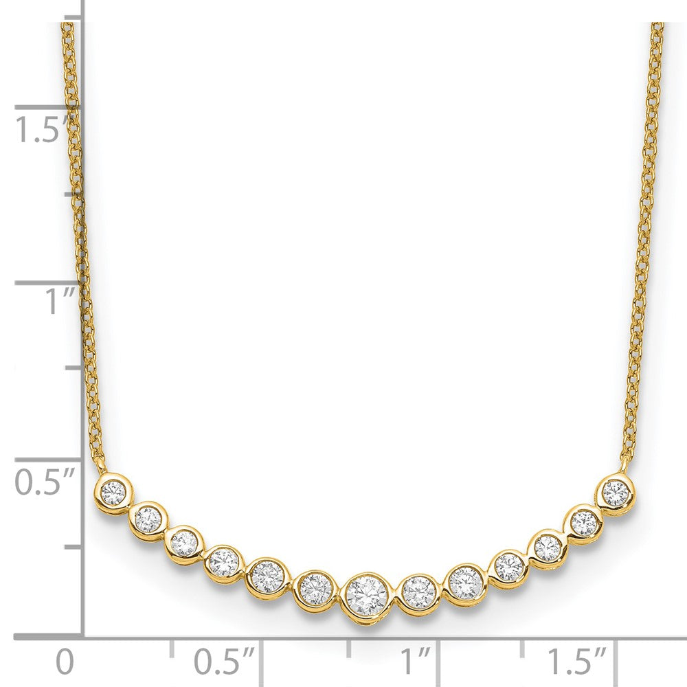 14K Yellow Gold True Origin 1/2 Carat Lab Grown Diamond Vs D E F 18 Inch Graduated Curved Bar Necklace