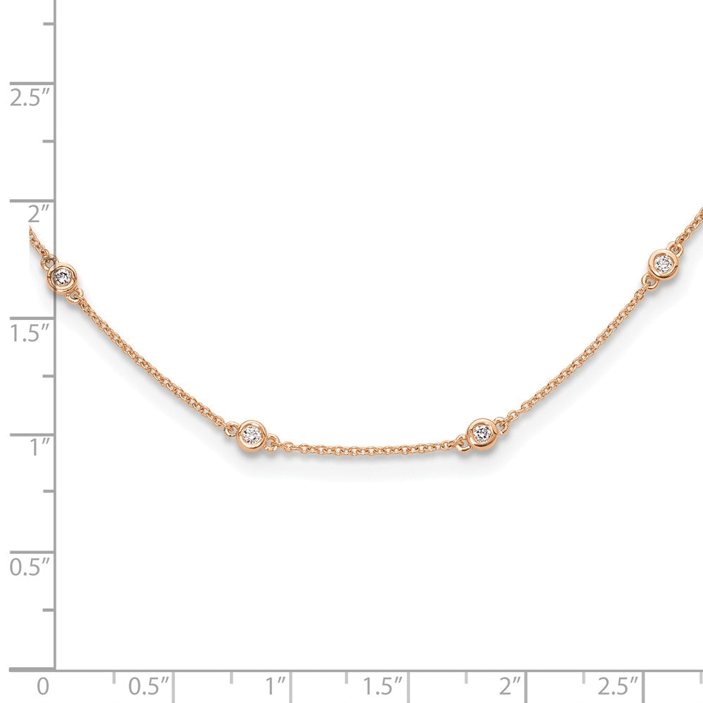 14K Rose Gold True Origin 1/2 Carat Lab Grown Diamond Vs+ F+ Eighteen Station 18 Inch Necklace