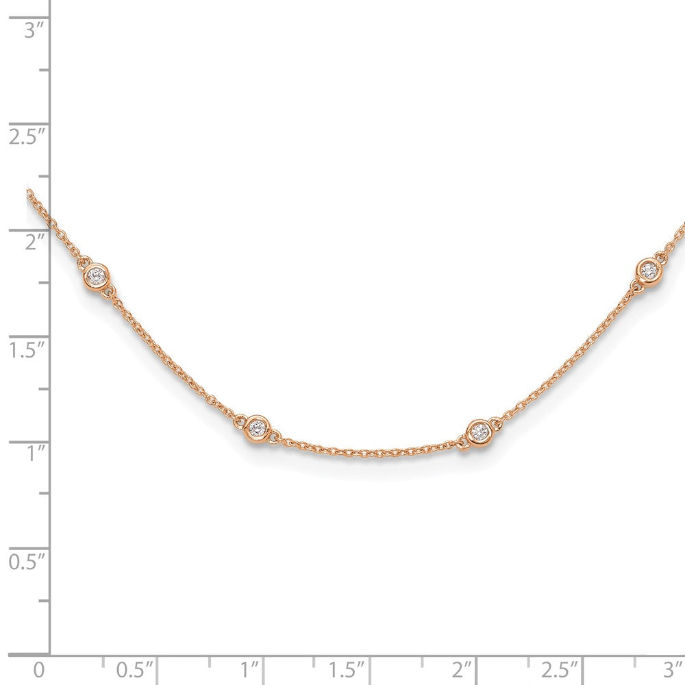 14K Rose Gold True Origin 1/2 Carat Lab Grown Diamond Vs+ F+ Twenty Station 20 Inch Necklace
