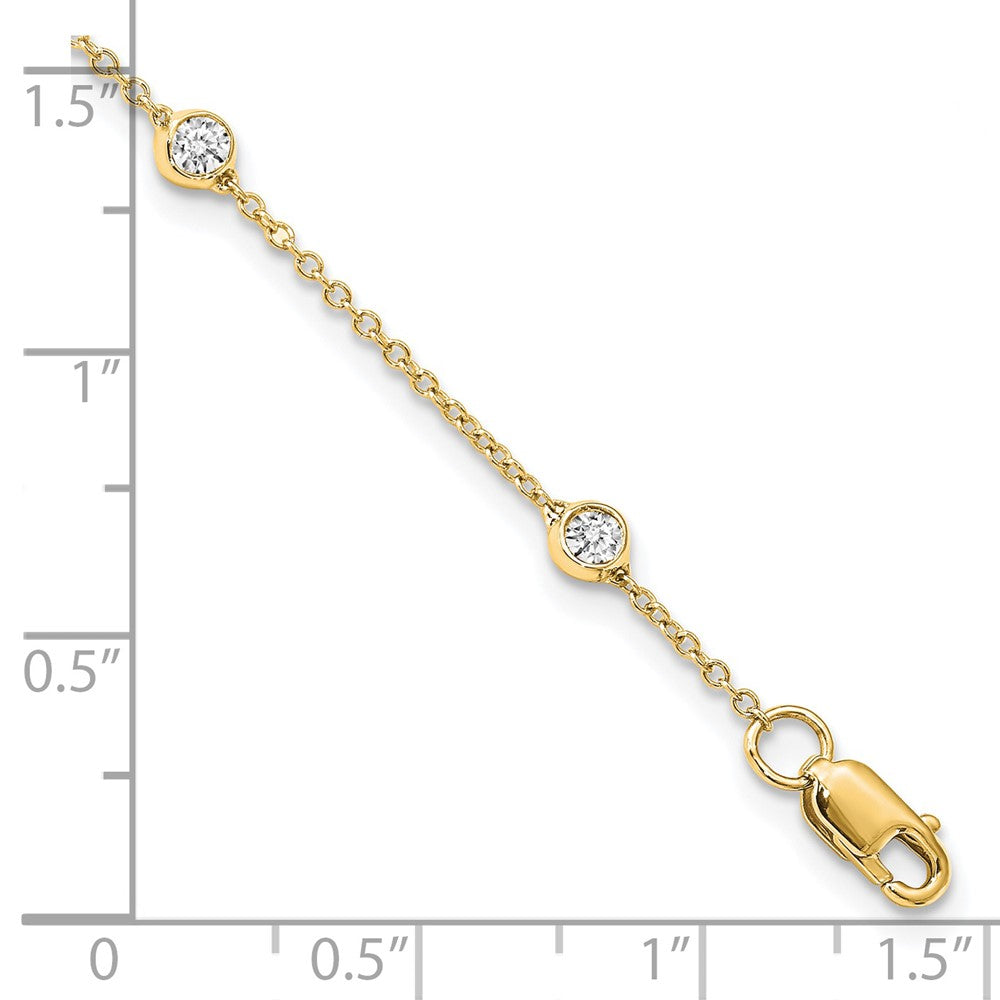 14K Yellow Gold True Origin 1/2 Carat Lab Grown Diamond Vs+ F+ Eight Station 8 Inch Bracelet