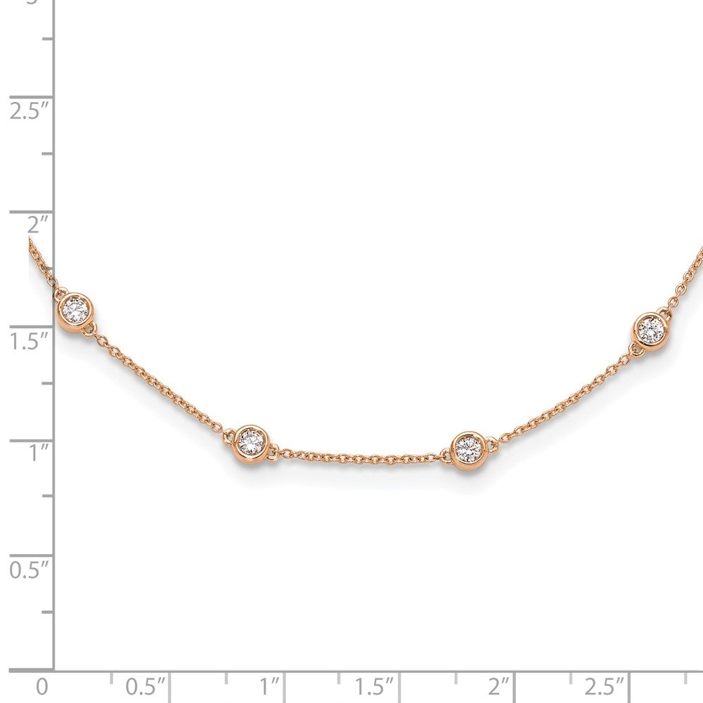 14K Rose Gold True Origin 1 Carat Lab Grown Diamond Vs+ F+ Sixteen Station 16 Inch Necklace