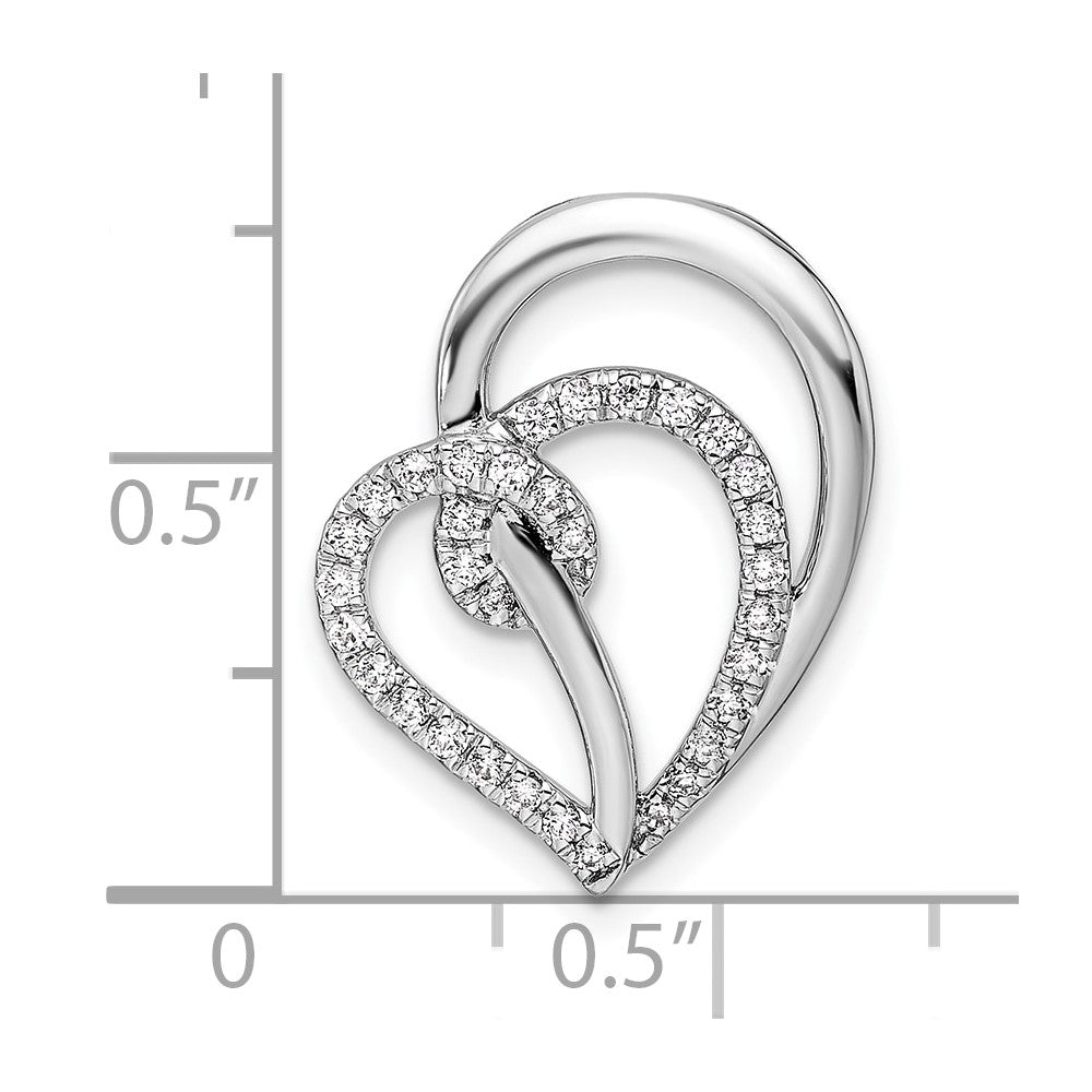 14k White Gold 1/4 Ct. Lab Grown Diamond VS/SI+ G+ Swirl Heart Chain Slide Pendant