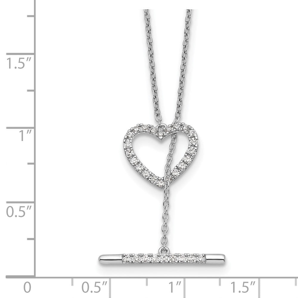 14k White Gold 1/3 Ct. Lab Grown Diamond VS/SI+ G+ 20 inch Heart Toggle Necklace