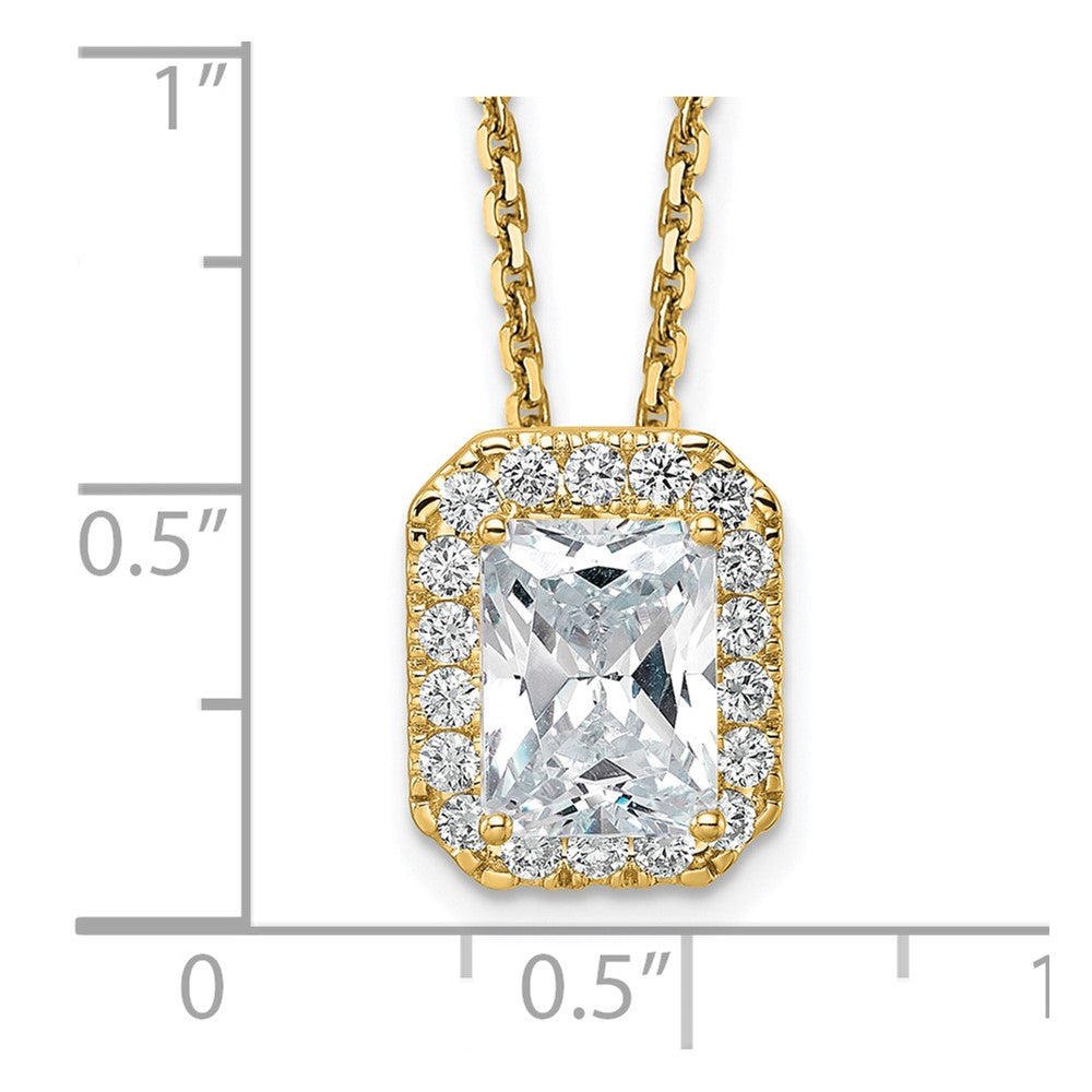 14k Yellow Gold 2 1/2 Ct. Certified Lab Grown Diamond VS/SI+ G+ Complete 18 inch Radiant Halo Pendant Necklace