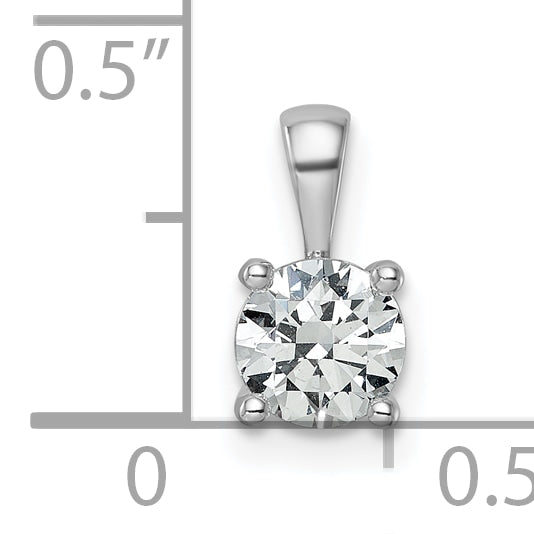 14k White Gold 3/4 Ct. Lab Grown Diamond VS/SI+ G+ Round Four Prong Pendant
