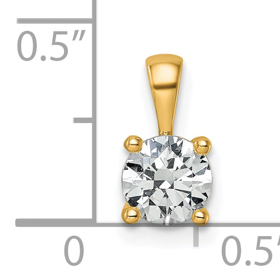 14k Yellow Gold 14k 3/4 carat Lab Grown Diamond VS+ F+ Round Complete Four Prong Pendant