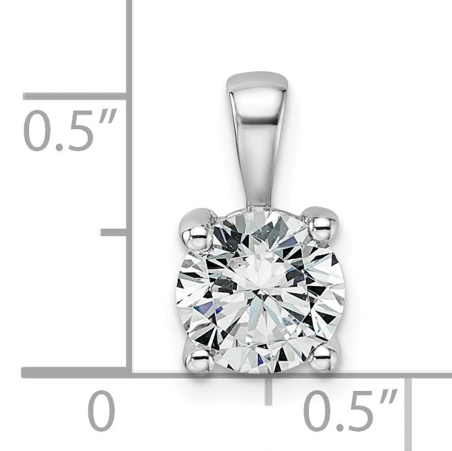 14K White Gold 1 1/2 Carat Certified Lab Grown Diamond Vs+ F+ Round Complete Four Prong Pendant