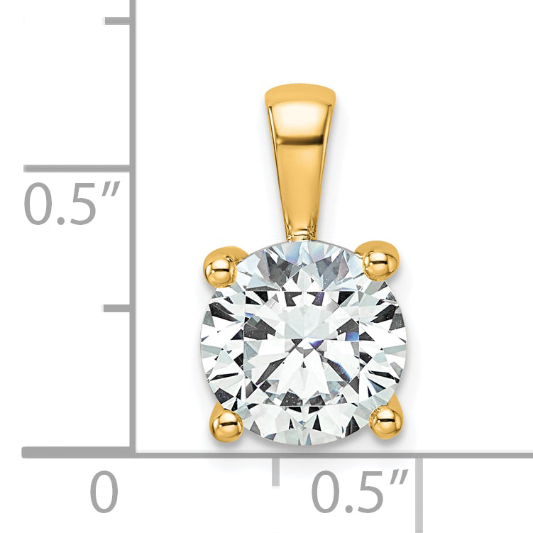 14k Yellow Gold 14k 2 1/2 carat Lab Grown Diamond VS+ F+ Round Complete Four Prong Pendant