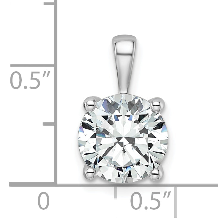 14k White Gold 14k White Gold 3 carat Lab Grown Diamond VS+ F+ Round Complete Four Prong Pendant