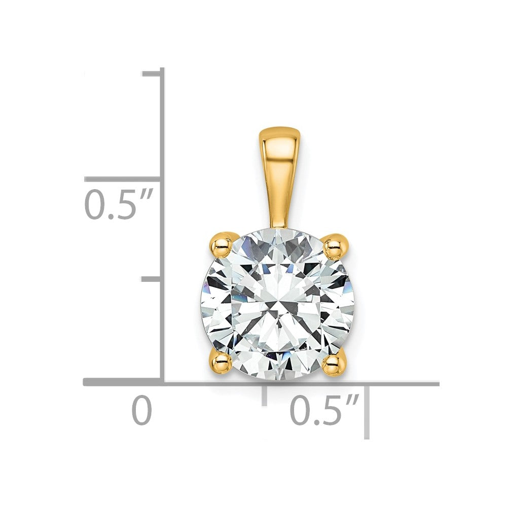 14k Yellow Gold 3 Ct. Certified Lab Grown Diamond VS/SI+ G+ Round Four Prong Pendant