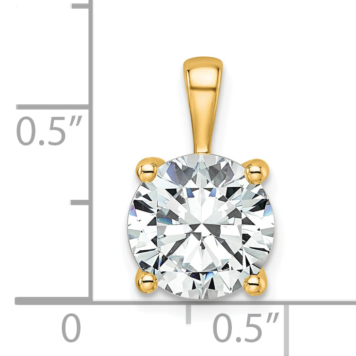 14k Yellow Gold 14k 3 carat Lab Grown Diamond VS+ F+ Round Complete Four Prong Pendant