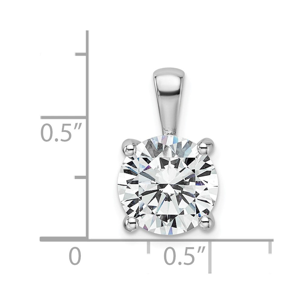 14k White Gold 4 Ct. Lab Grown Diamond VS/SI+ G+ Round Four Prong Pendant