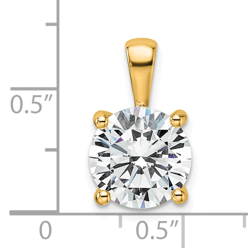 14k Yellow Gold 4 Ct. Certified Lab Grown Diamond VS/SI+ G+ Round Four Prong Pendant