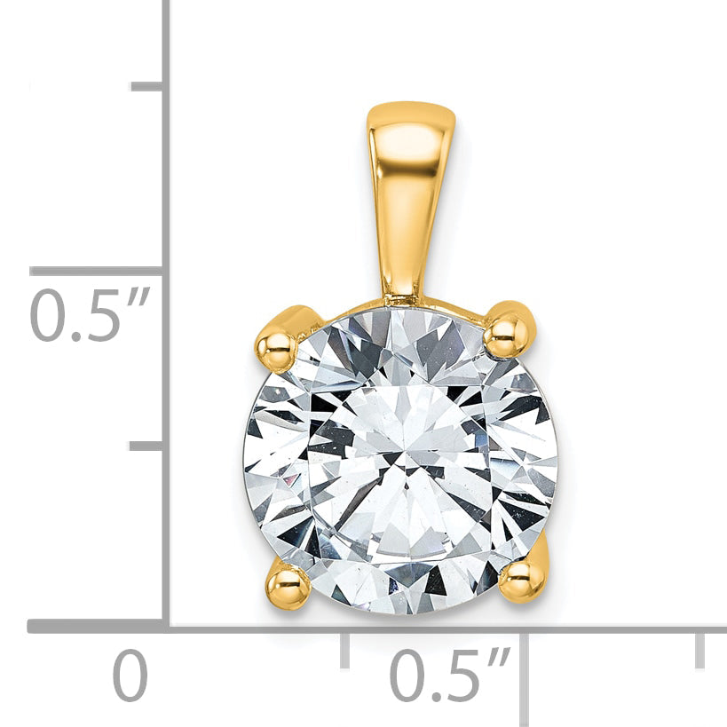 14K Yellow Gold 5 Carat Lab Grown Diamond Vs+ F+ Round Complete Four Prong Pendant