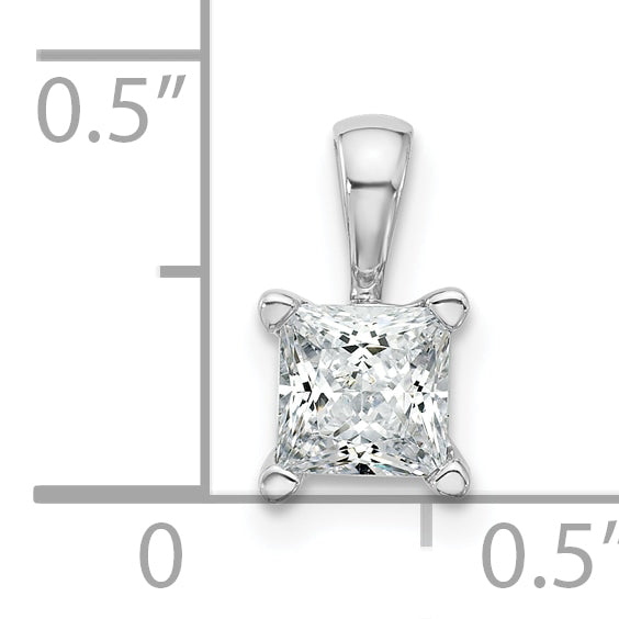14K White Gold 3/4 Carat Lab Grown Diamond Vs+ F+ Princess Complete Four Prong Pendant
