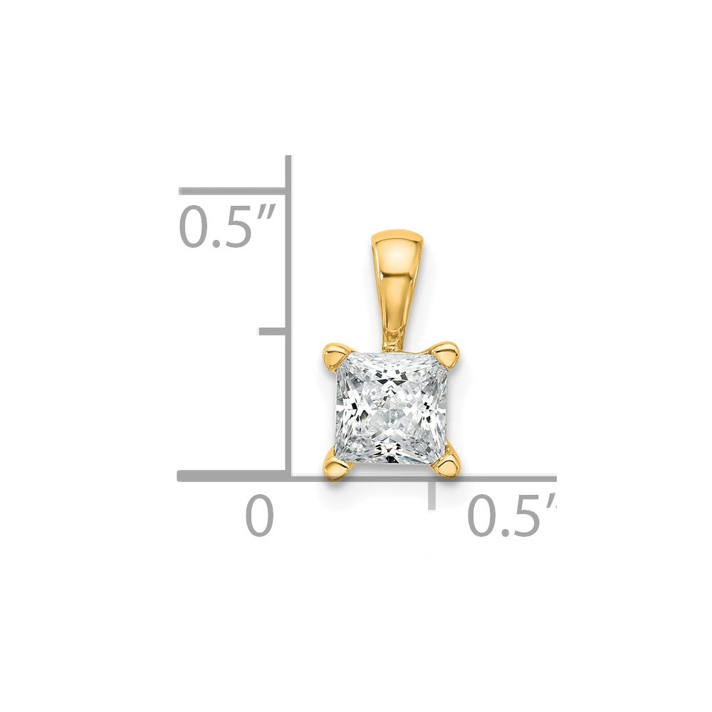 14k Yellow Gold 3/4 Ct. Lab Grown Diamond VS/SI+ G+ Princess Complete Four Prong Pendant