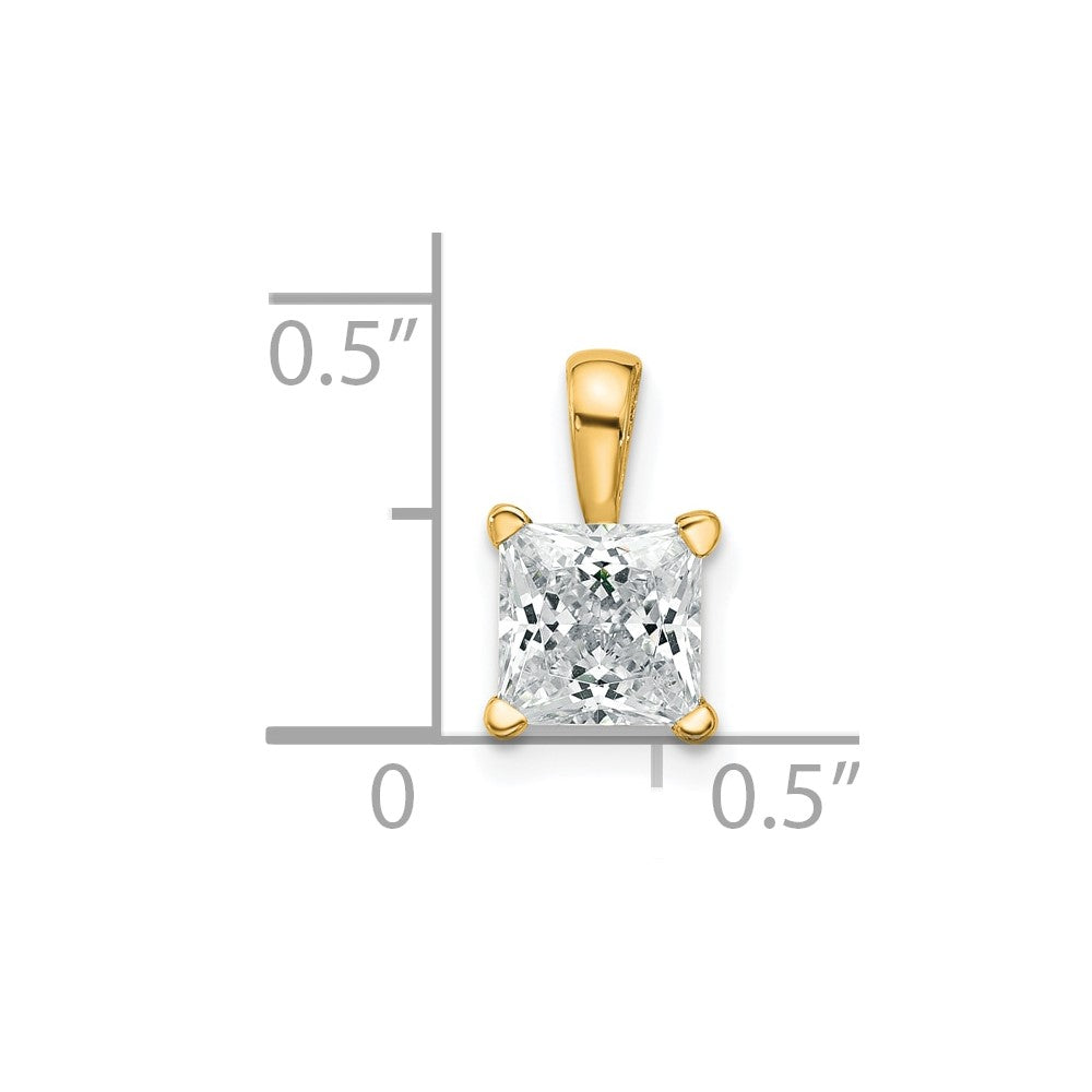 14k Yellow Gold 1 Ct. Certified Lab Grown Diamond VS/SI+ G+ Princess Complete Four Prong Pendant