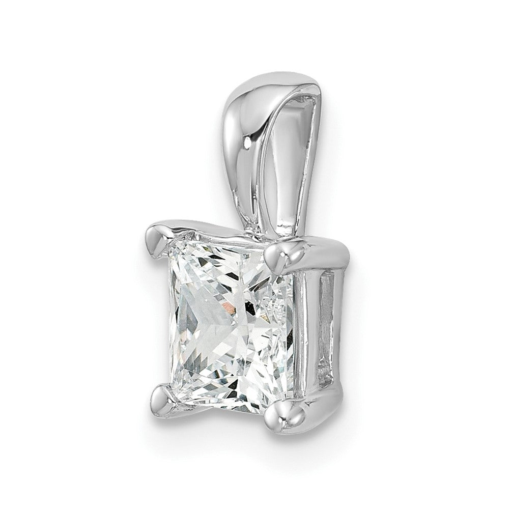 14k White Gold 1 1/2 Ct. Certified Lab Grown Diamond VS/SI+ G+ Princess Complete Four Prong Pendant