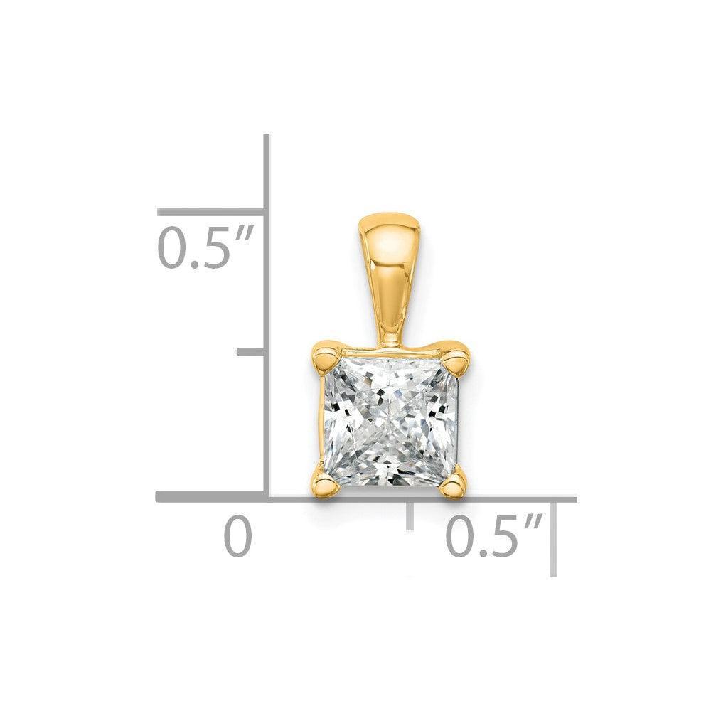 14k Yellow Gold 1 1/2 Ct. Lab Grown Diamond VS/SI+ G+ Princess Four Prong Pendant