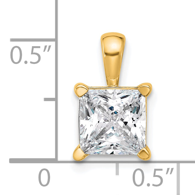 14k Yellow Gold 14k 2 1/2 carat Lab Grown Diamond VS+ F+ Princess Complete Four Prong Pendant