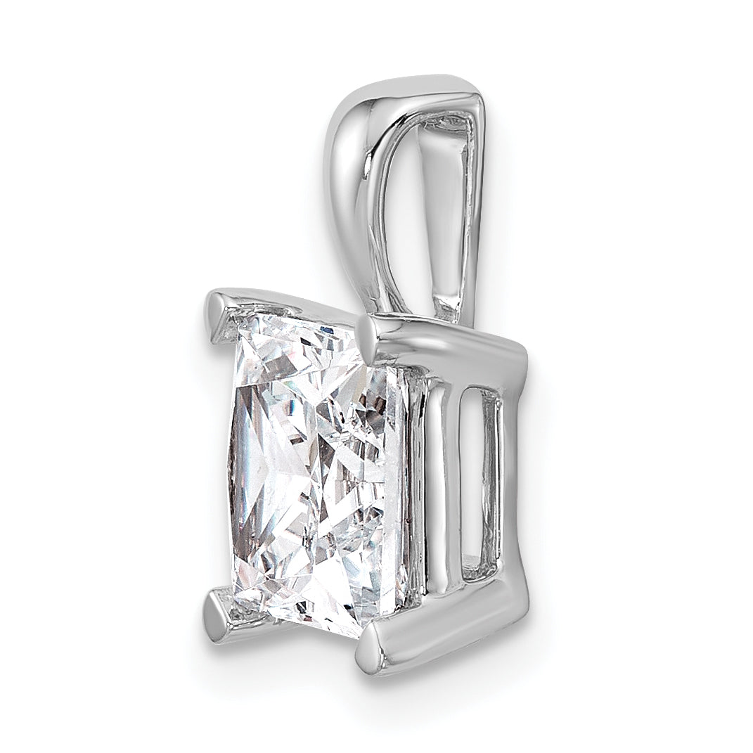 14K White Gold 3 Carat Certified Lab Grown Diamond Vs+ F+ Princess Complete Four Prong Pendant