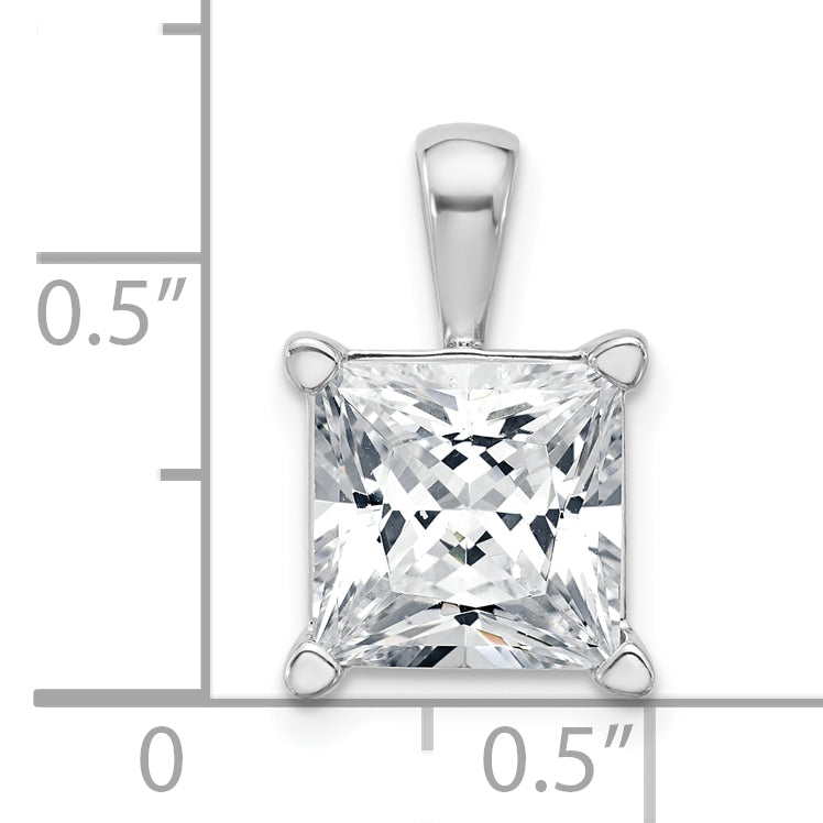 14K White Gold 5 Carat Lab Grown Diamond Vs+ F+ Princess Complete Four Prong Pendant