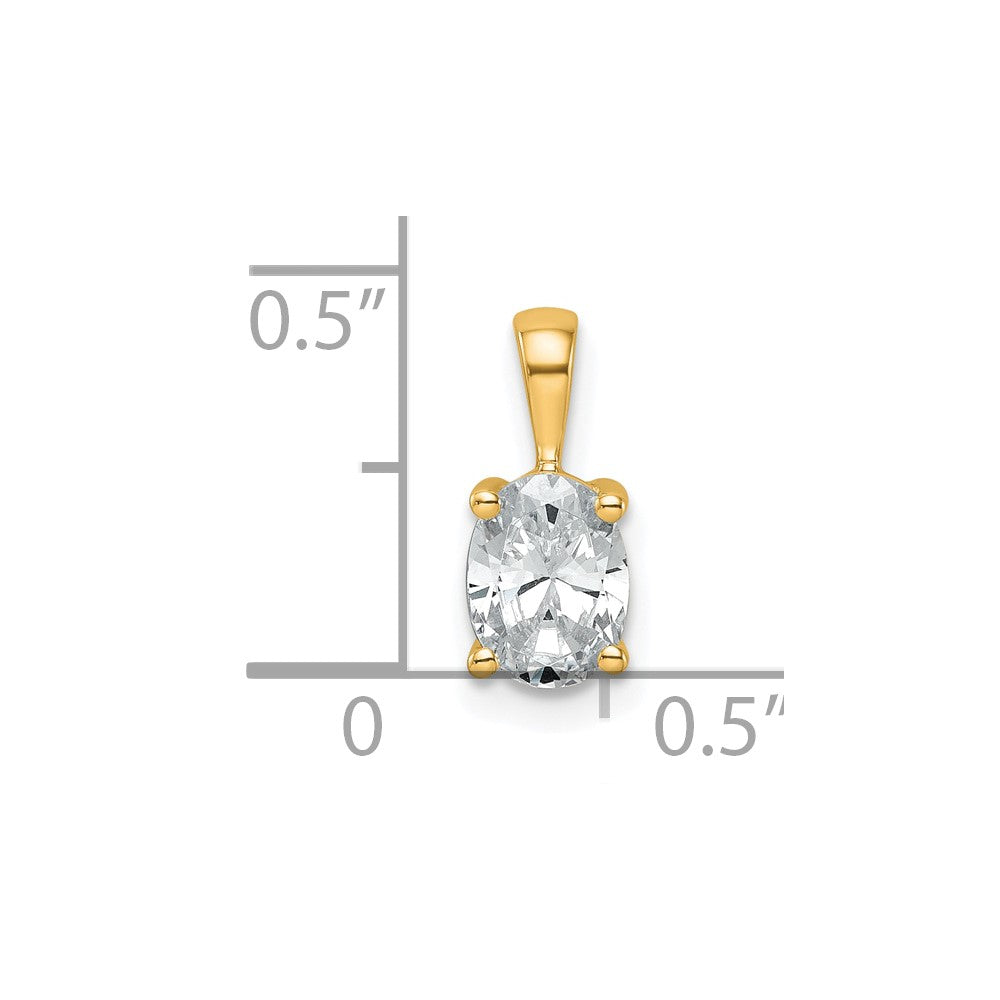 14k Yellow Gold 3/4 Ct. Certified Lab Grown Diamond VS/SI+ G+ Oval Complete Four Prong Pendant