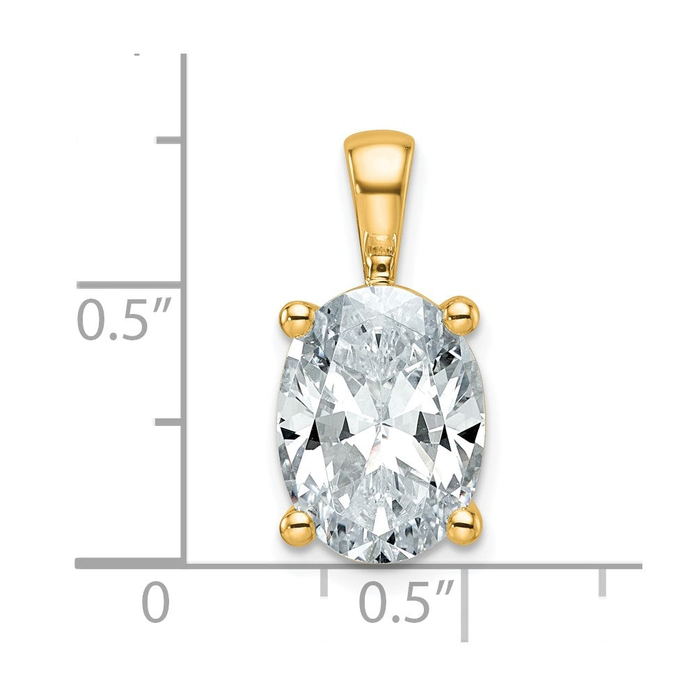 14k Yellow Gold 4 Ct. Certified Lab Grown Diamond VS/SI+ G+ Oval Four Prong Pendant