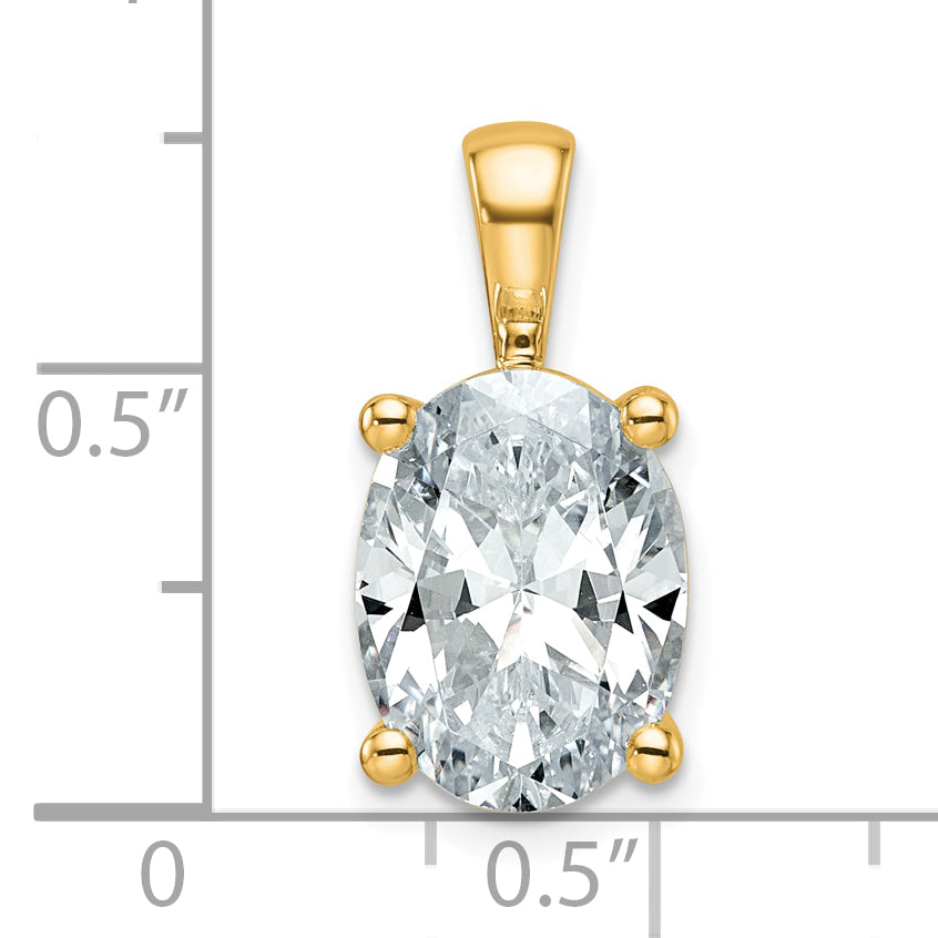 14K Yellow Gold 4 Carat Certified Lab Grown Diamond Vs+ F+ Oval Complete Four Prong Pendant